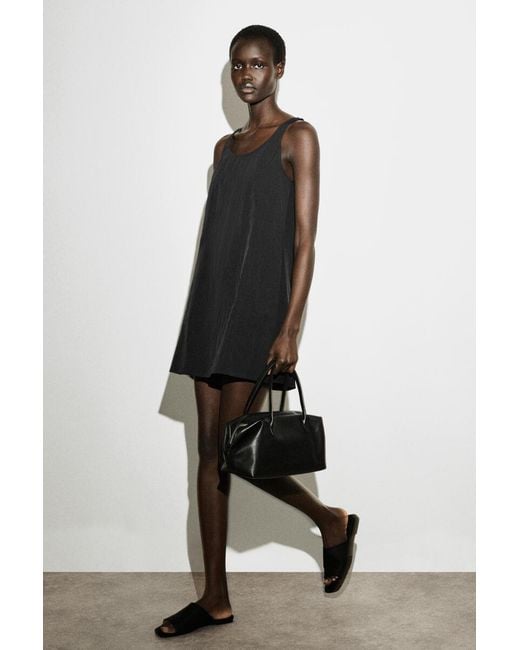 COS Black Jersey-Panelled Nylon Mini Dress
