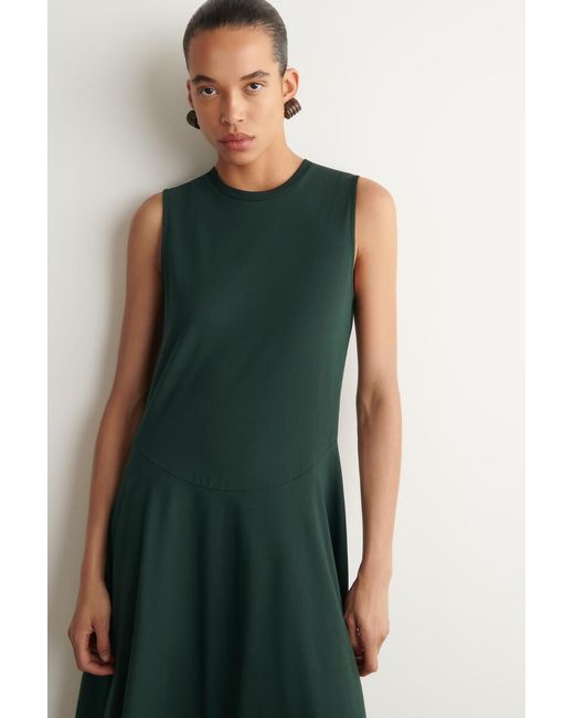 COS Green Sculptural Cotton-Jersey Midi Dress