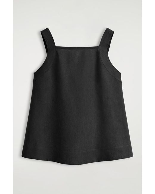 COS Black Top Aus Leinen Mit Bindedetail Hinten