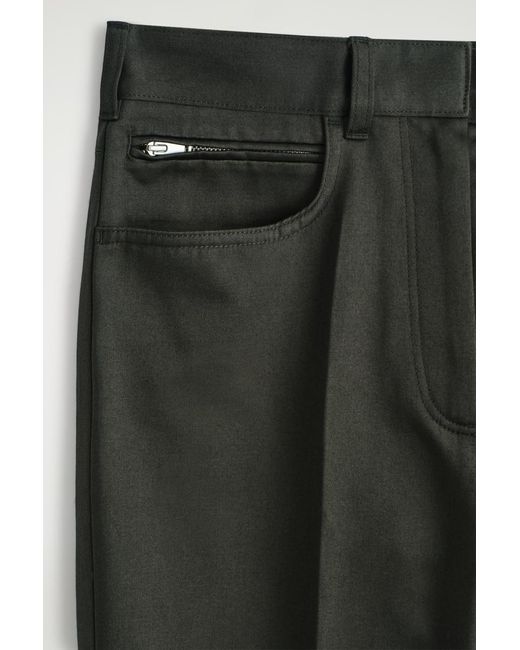 COS Green Sateen Straight-Leg Pants