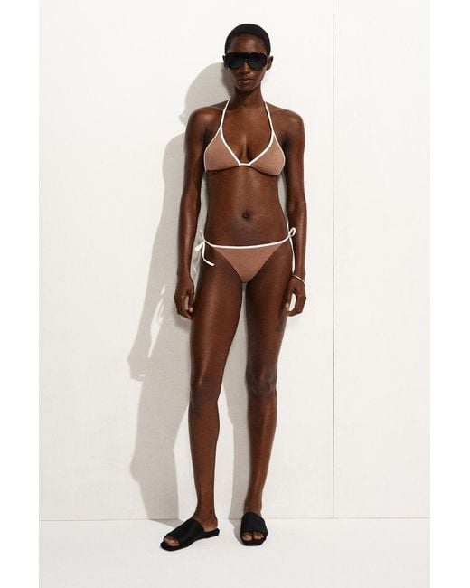 COS Brown Contrast-Trimmed Triangle Bikini Top