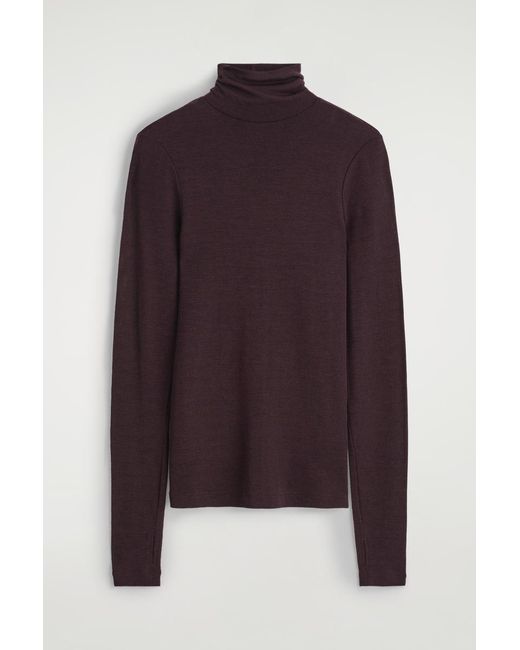 COS Purple Merino Wool Turtleneck Top