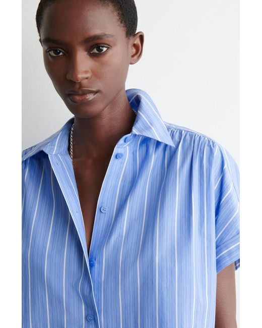 COS Blue Striped Short-Sleeved Cotton Shirt