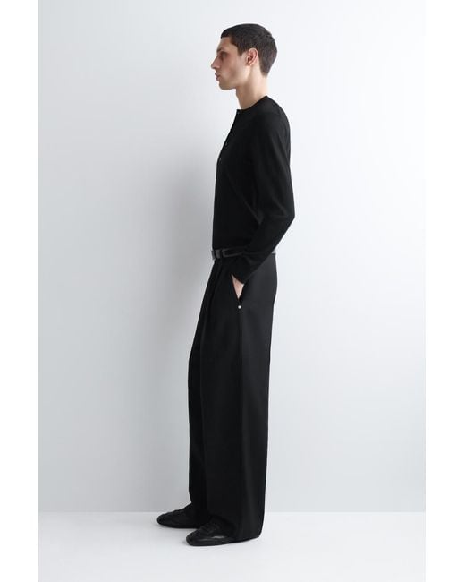 COS Black Pleated Wide-leg Denim Pants for men