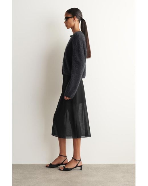 COS Blue Brushed-Cashmere Crew-Neck Cardigan