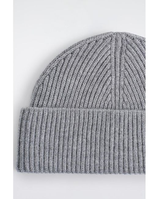 COS Gray Ribbed Wool Beanie for men