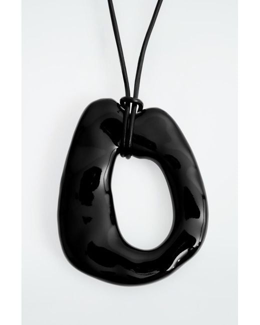 COS Black Molten Pendant Necklace