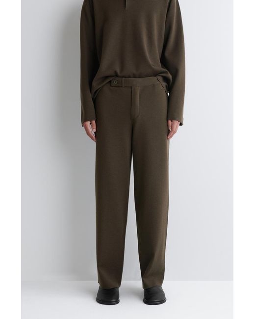 COS Green Knitted Wool Straight-Leg Trousers for men