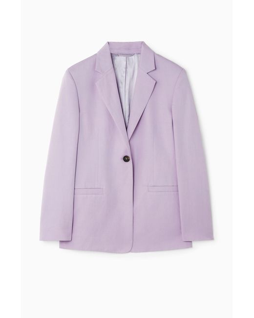 COS Purple Single-breasted Linen-blend Blazer