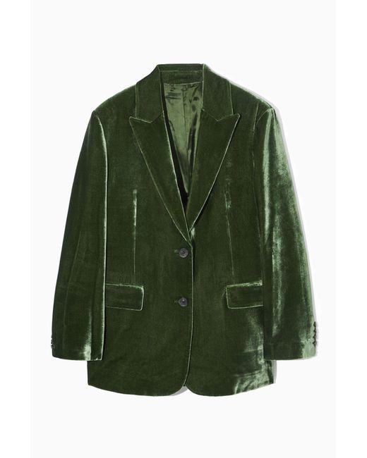 COS Green Silk-blend Velvet Blazer
