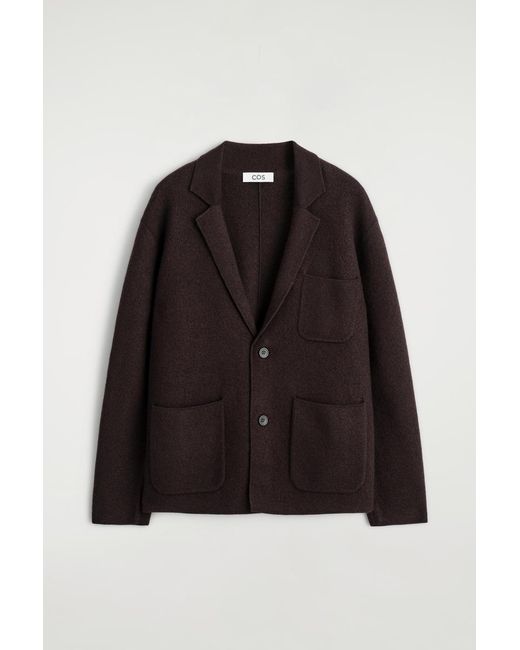 COS Black Knitted Boiled-Wool Blazer for men