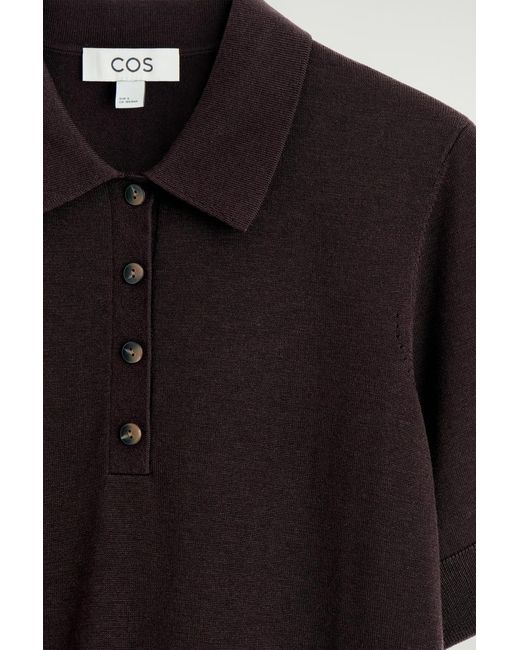 COS Blue Shrunken Wool-Blend Polo Shirt