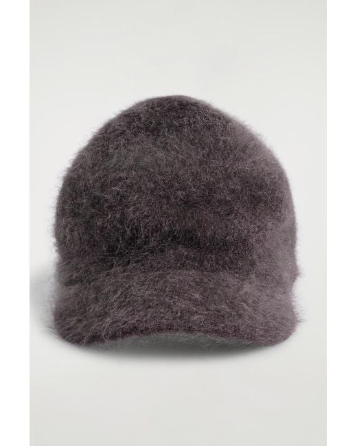 COS Brown Brushed-Cashmere Baseball Cap