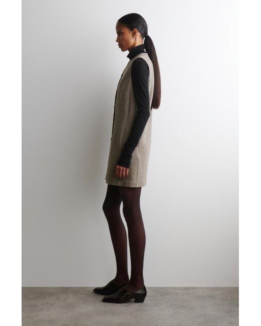 COS Natural Merino Wool Buttoned Shift Mini Dress