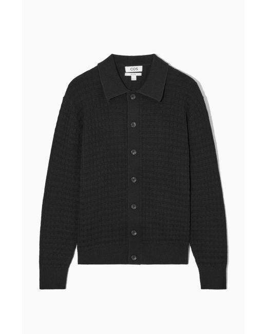 COS Black Textured Knitted Cardigan for men
