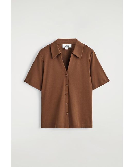 COS Brown Cotton-Jersey Resort Shirt
