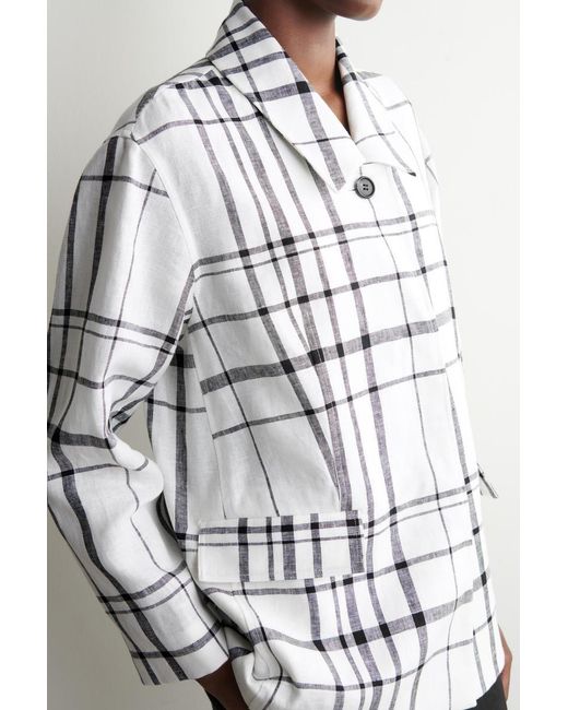 COS White Checked Linen Blazer