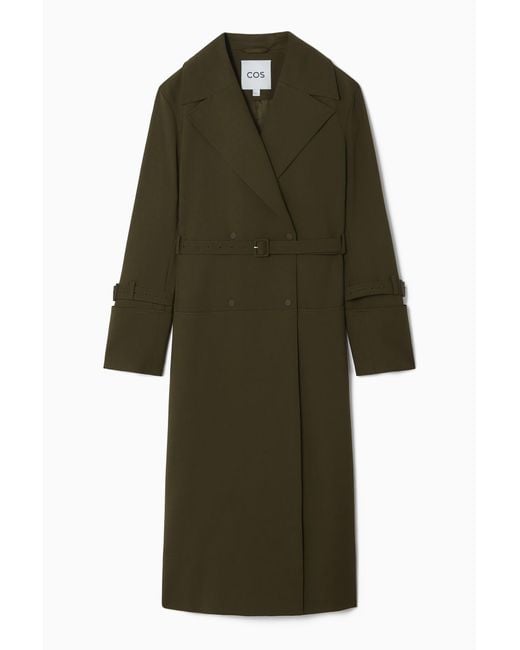 COS Green Double-breasted Wool-blend Trench Coat