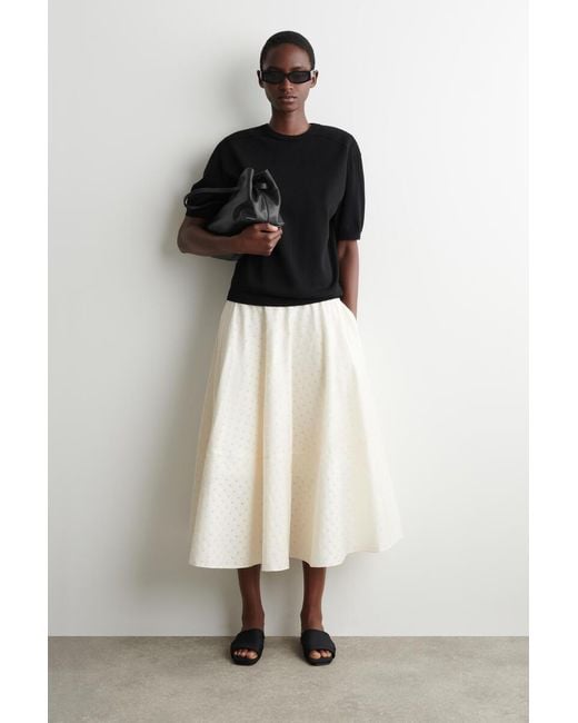 COS Black Sculpted-Shoulder Silk-Cotton T-Shirt