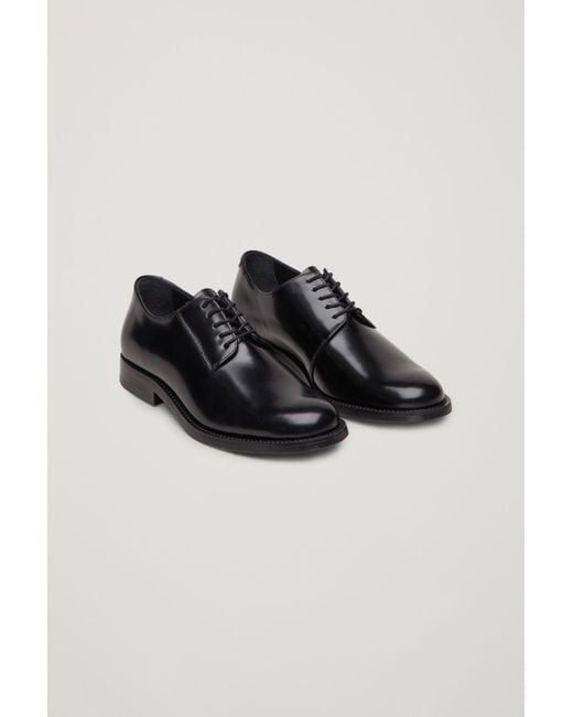 COS Black Round-toe Leather Oxford Shoes