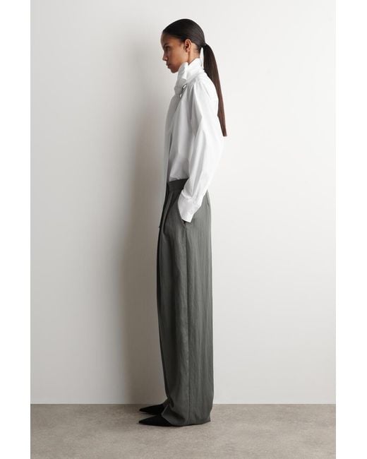 COS Gray Relaxed Fluid Wide-Leg Pants