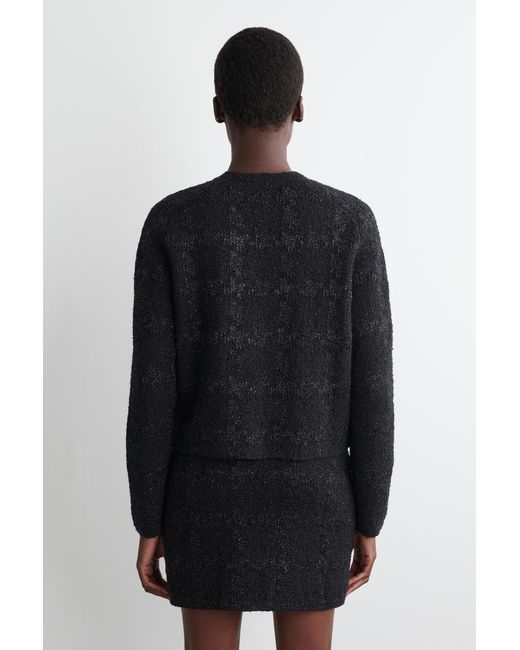 COS Black Sparkly Bouclé-Knit Cardigan
