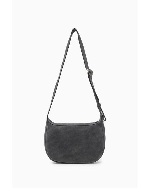 COS Black Crossbody Saddle Bag - Suede for men