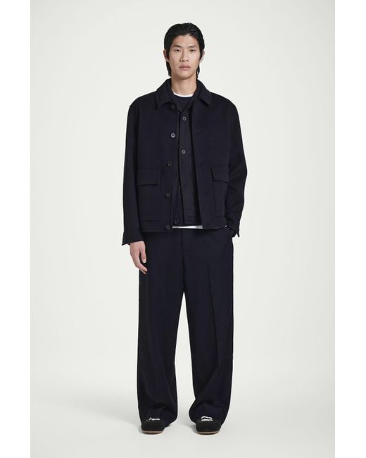 COS Blue Tailored Wool-flannel Straight-leg Track Pants for men