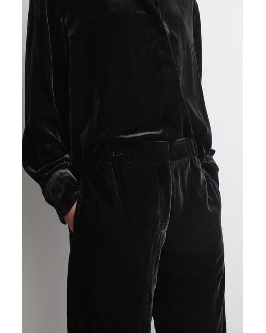 COS Black Velvet Elasticated Straight-Leg Trousers