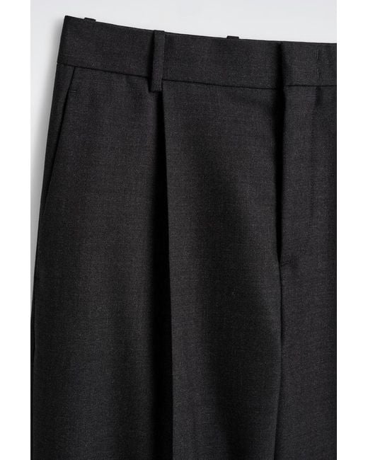COS Black Pleated Wool Relaxed-Fit Trousers for men
