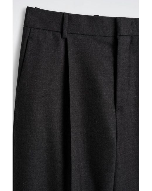 COS Black Pleated Wool Relaxed-Fit Trousers for men
