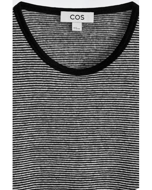 COS Black Linen-Jersey T-Shirt for men