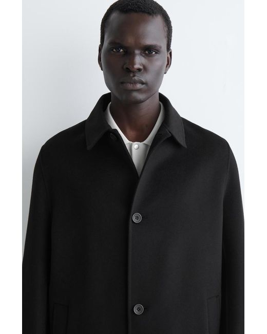 COS Black Double-Faced Wool Long Car Coat for men
