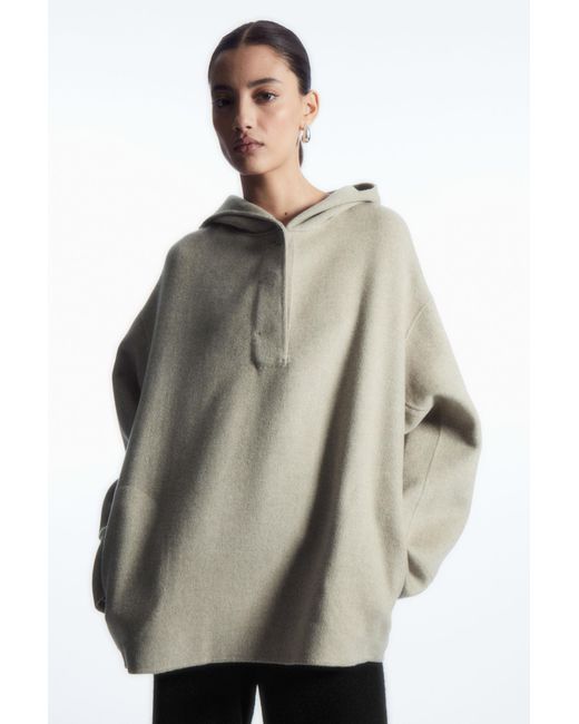 COS White Oversized Double-faced Wool Hoodie
