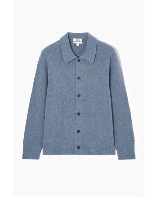 COS Blue Collared Wool-bouclé Cardigan for men