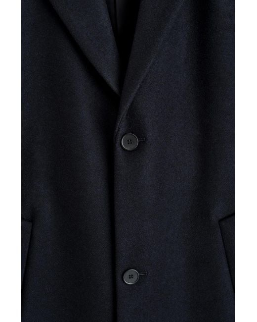COS Blue Single-Breasted Wool Long Coat for men