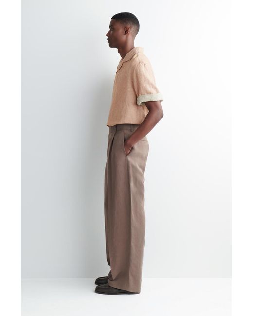 COS Orange Linen Popover Shirt for men