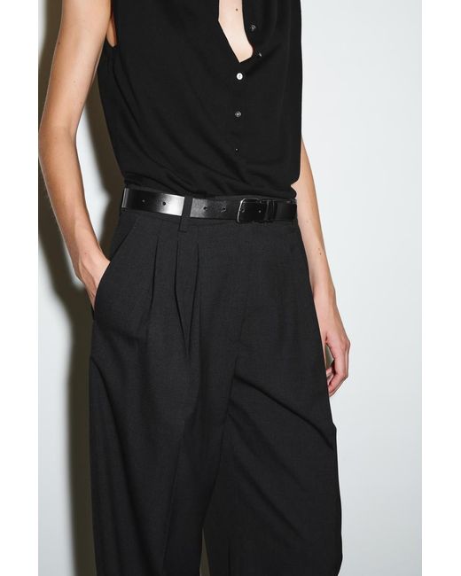 COS Black Pleated Barrel-leg Wool-blend Pants