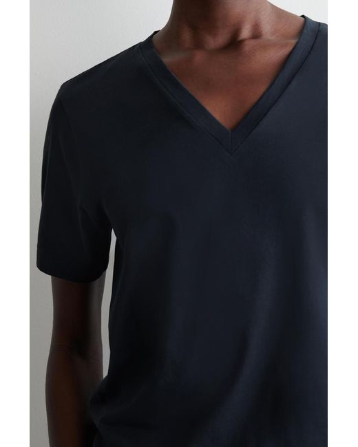 COS Blue V-neck Cotton T-shirt