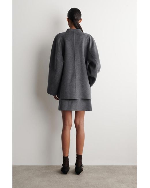 COS Gray Rounded Double-Faced Wool Jacket