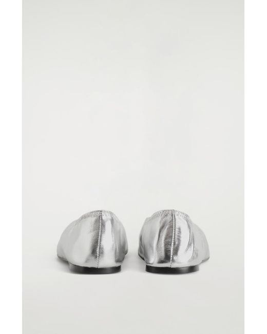 COS Gray Minimal Leather Ballet Flats