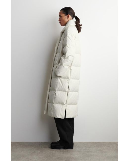 COS Natural Shawl-Collar Quilted Down Long Coat