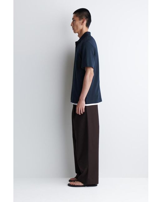 COS Blue Interlock Cotton Polo Shirt for men
