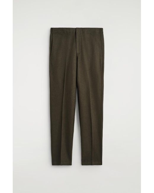 COS Green Elasticated Boiled-Wool Relaxed-Fit Trousers for men