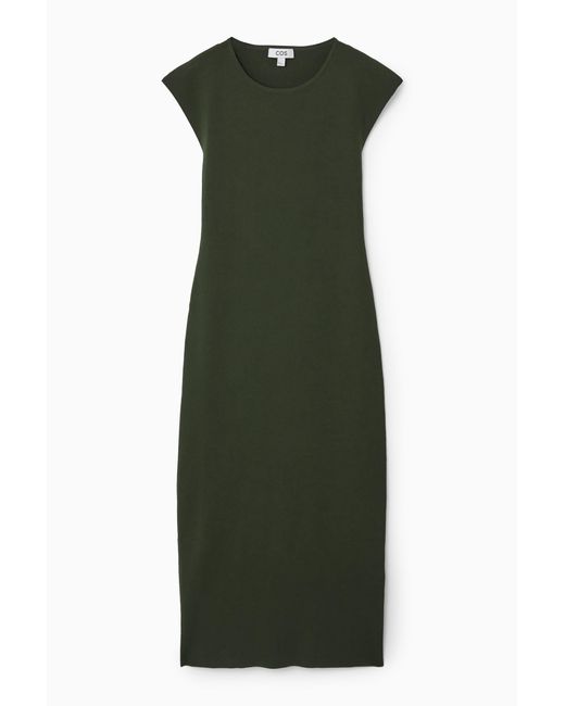 COS Green Open-back Knitted Midi Dress