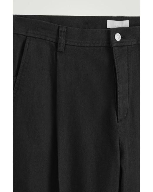 COS Black Pleated Wide-leg Denim Pants for men