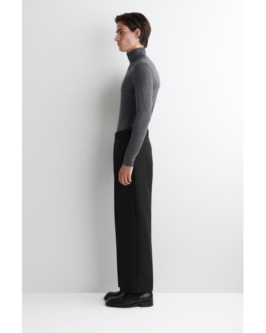 COS Gray Slim Wool-Jersey Roll Neck Top for men