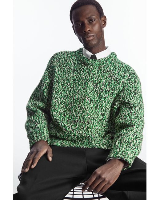 COS Tri tone Wool Crew neck Sweater in Green for Men Lyst UK