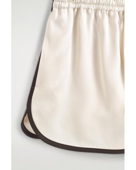 COS White Contrast-Piped Satin Track Shorts