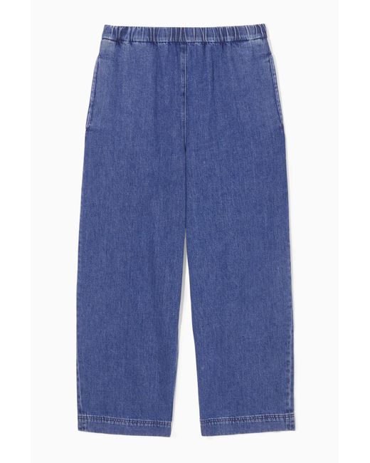 COS Blue Elasticated-waist Denim Trousers